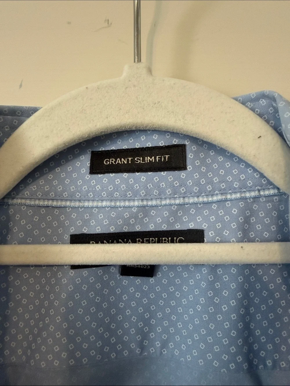Banana Republic Sky Blue Diamond Micro-Print Shirt